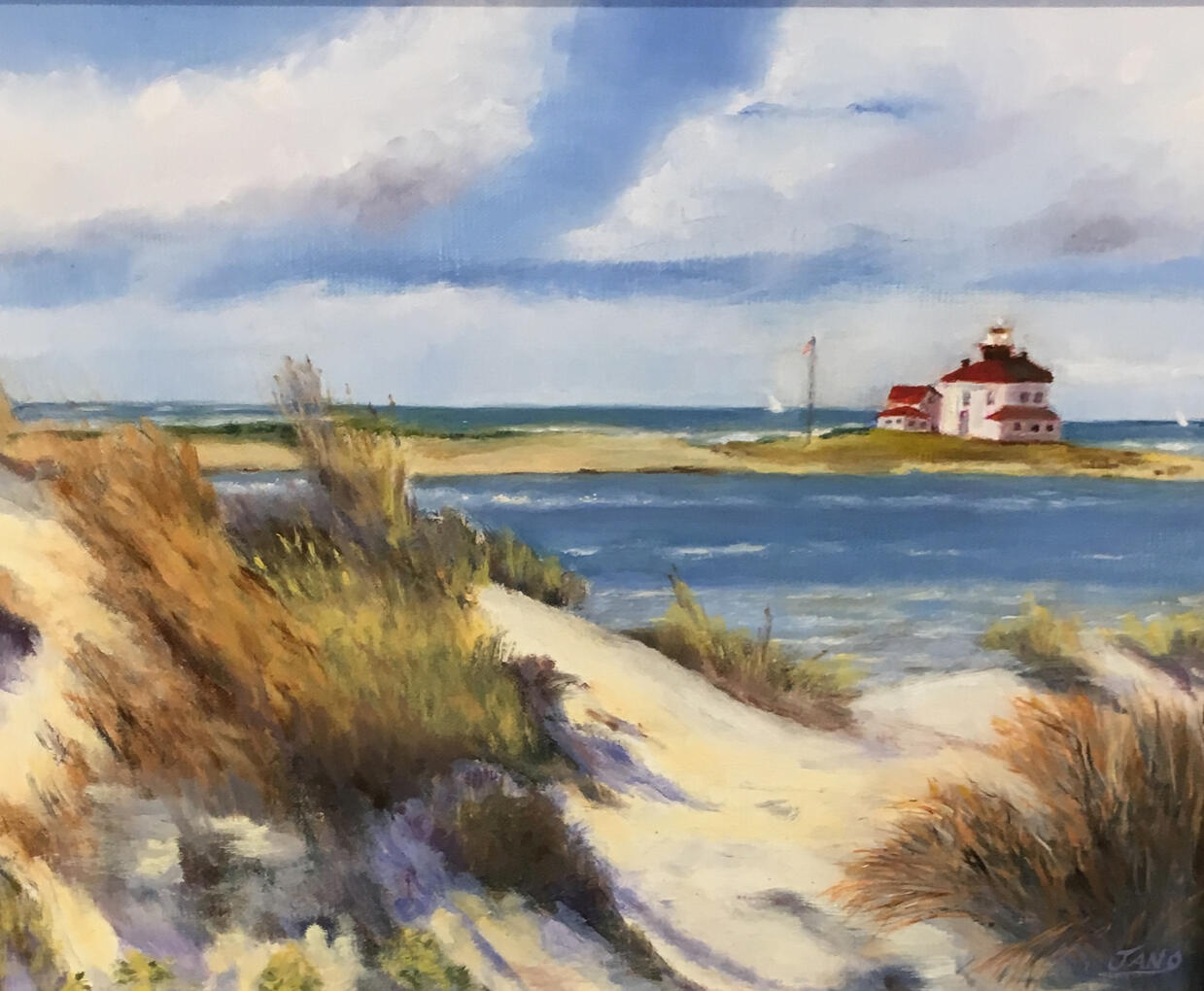 Watch Hill Lighthouse Oil Janice Ricker